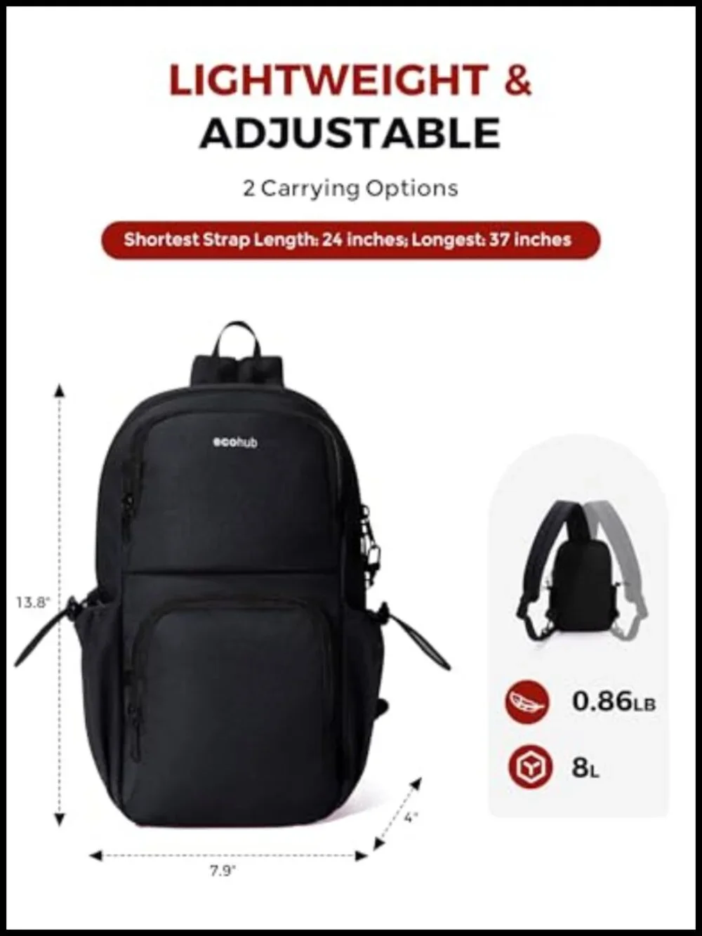 Anti-Theft RFID Blocking Sling Backpack Crossbody Daypack Water Resistant